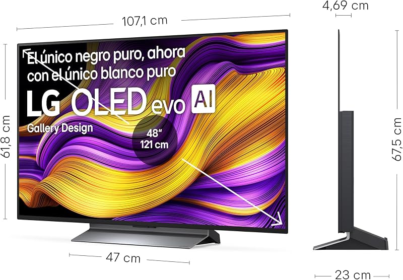 OLED48G56LS - TV 48", OLED EVO 4K, Smart TV IA G5, WebOS 25, Super Upscaling, Dolby Vision y Dolby Atmos, AMD FreeSync, Alexa/Google Assistant, Negro