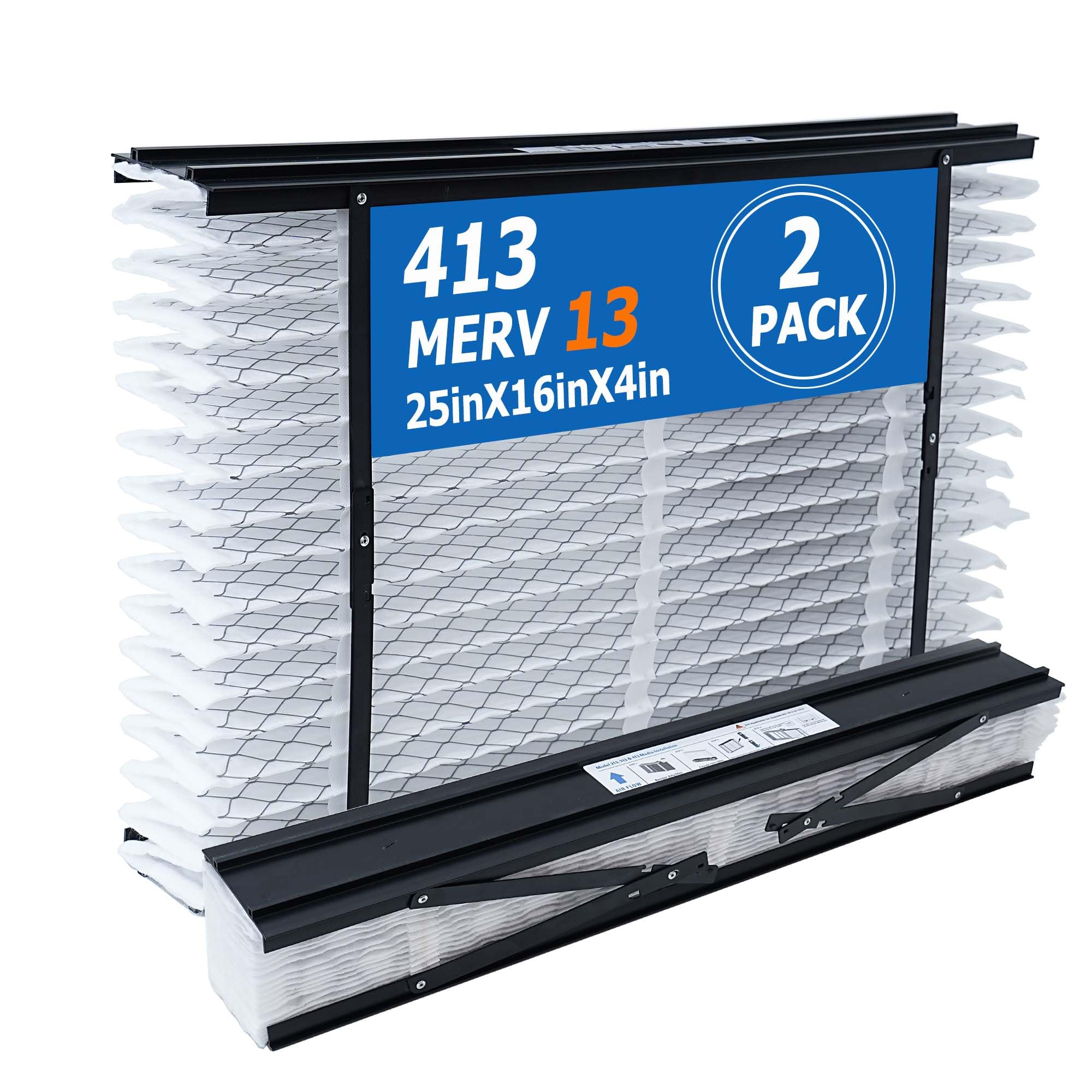 Photo 1 of 2 Pack 413 Replacement Filter Compatible with AprilAire Whole House Air Purifier 1410, 1610, 2410, 2416, 3410, 4400, MERV 13 Filters, Actual Size: 28"x16"x4", Nominal Size: 25x16x4