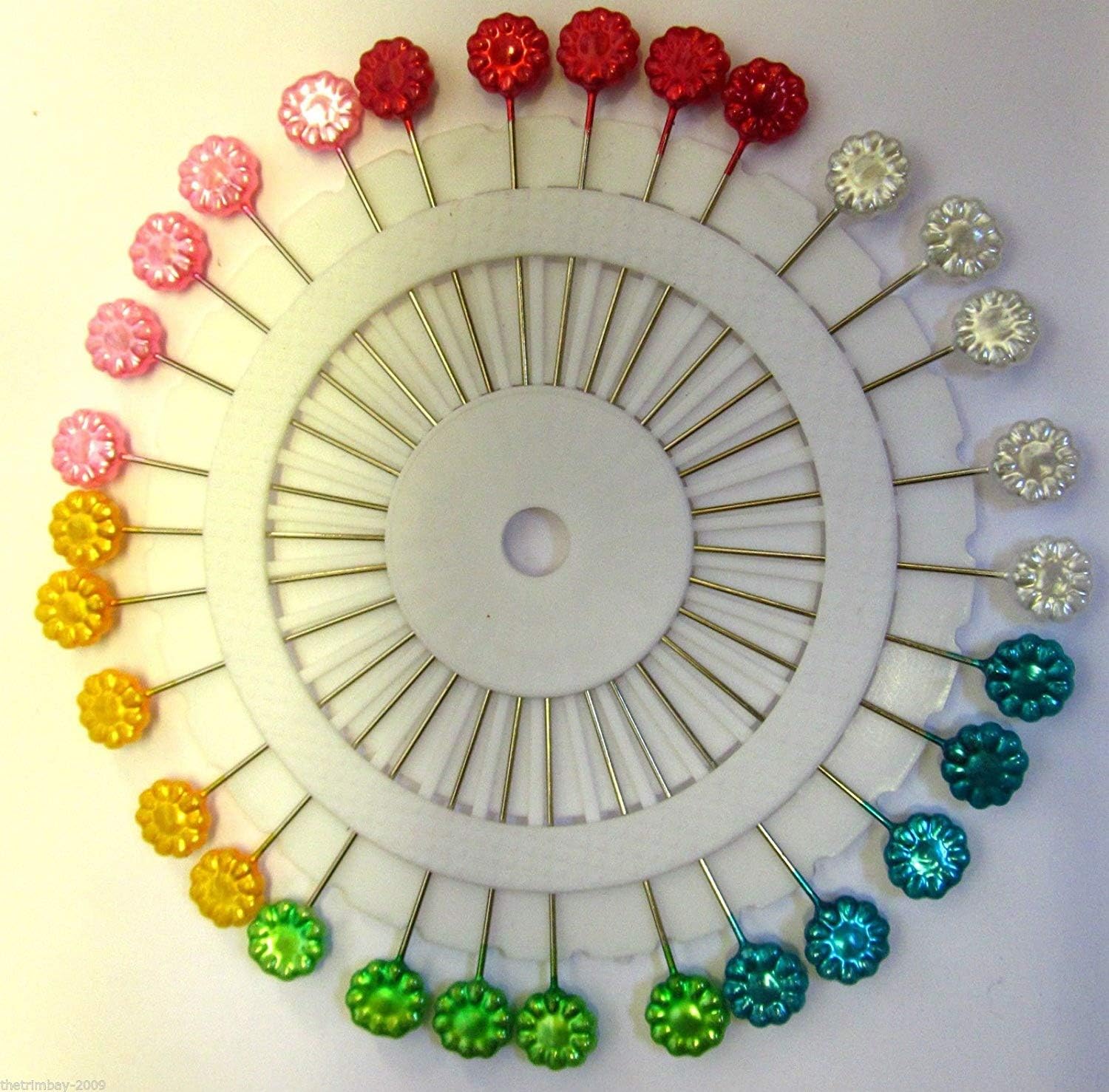 Plastic Headed Extra Long Pins - Assorted Colours - Daisy