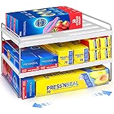 Cirhy Kitchen Wrap Organizer, Expandable Pantry Organizers and Storage, 3-Tier Foil and Plastic Wrap Organizer for Cabinet, Adjustable Shelf for Tin Foil, Ziplock Box, Saran Wrap (9.8-15.6")