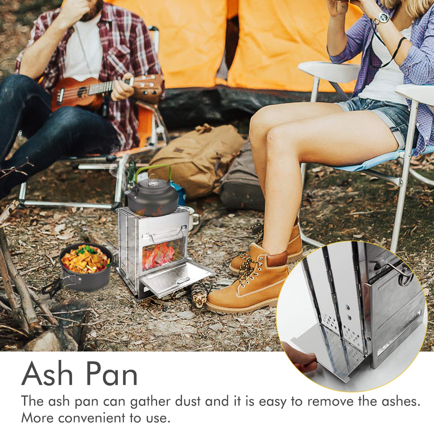 Wood Stove Camping Stove Backpacking Wood Burning Stove Mini Portable Foldable Stainless Steel Wood Cook Stove Alcohol Tiny Outdoor Camp Stove for Outdoor Hiking Picnic BBQ and Cooking (Wood Stove)