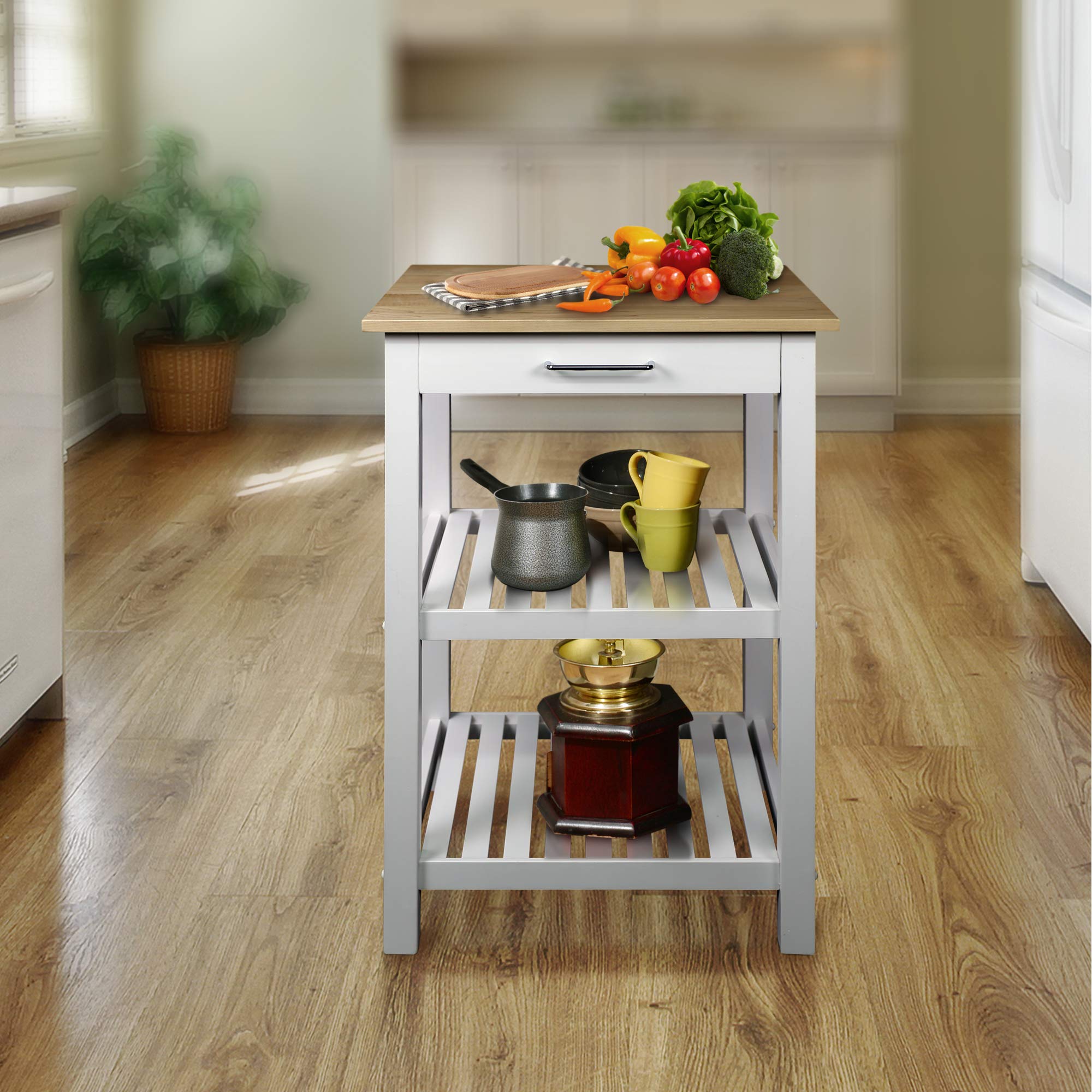 Casual Home Sunrise (Small) with Solid Harvest Hardwood Top Kitchen Island, 22.75