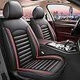 IKABEVEM Car Seat Cover Fit for Mitsubishi Eclipse Cross 2018-2024 Black Faux 2 Front Seat Cover Airbag Compatible Waterproof Seat Cushion Automotive Interior Accessories(Red Line)