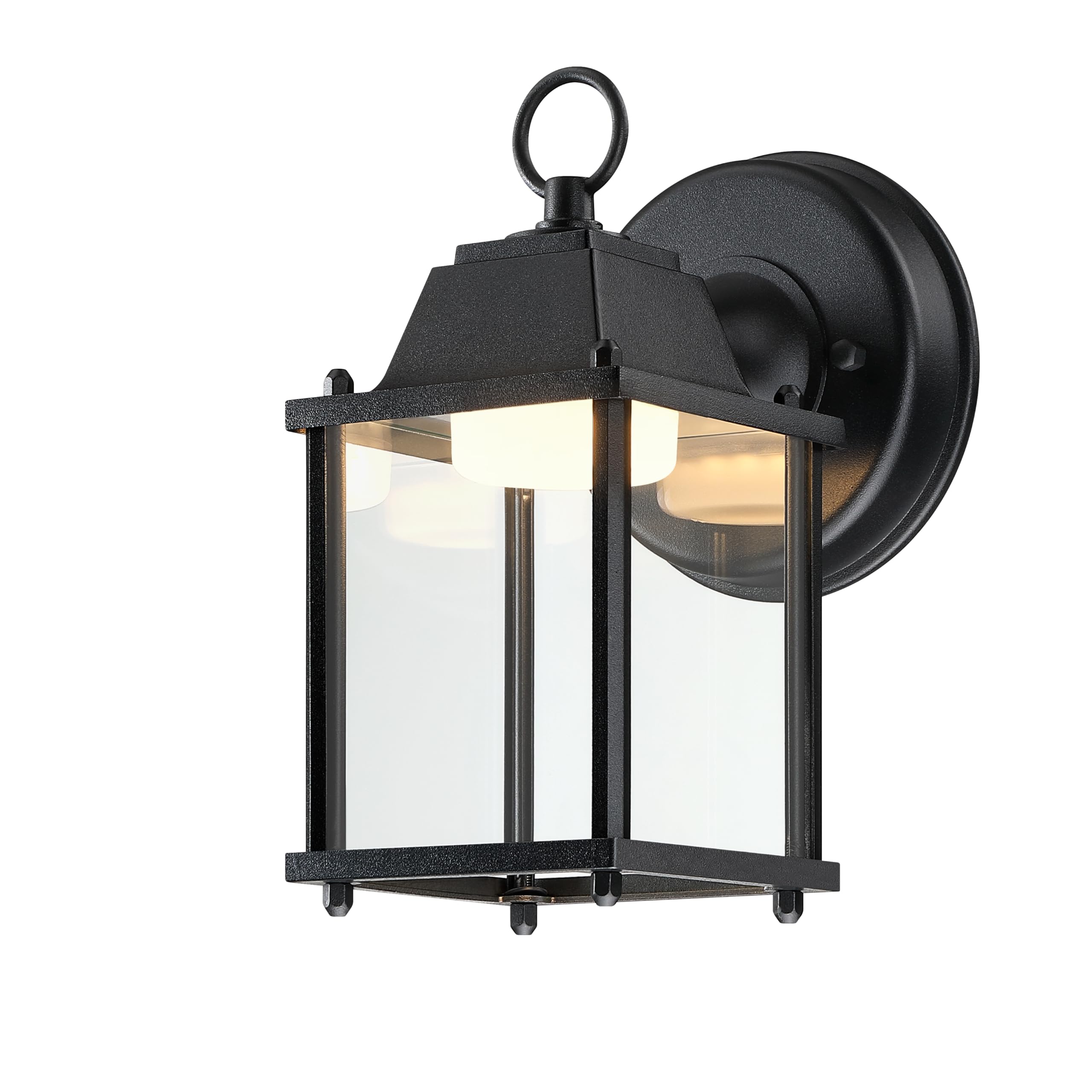 Photo 1 of -Path Outdoor LED Wall Lantern, Wall Sconce as Porch Lighting Fixture, 3000K Warm White, 9.5W 800 Lumen, Aluminum Housing Plus Glass, Black Finish, 1-Pack