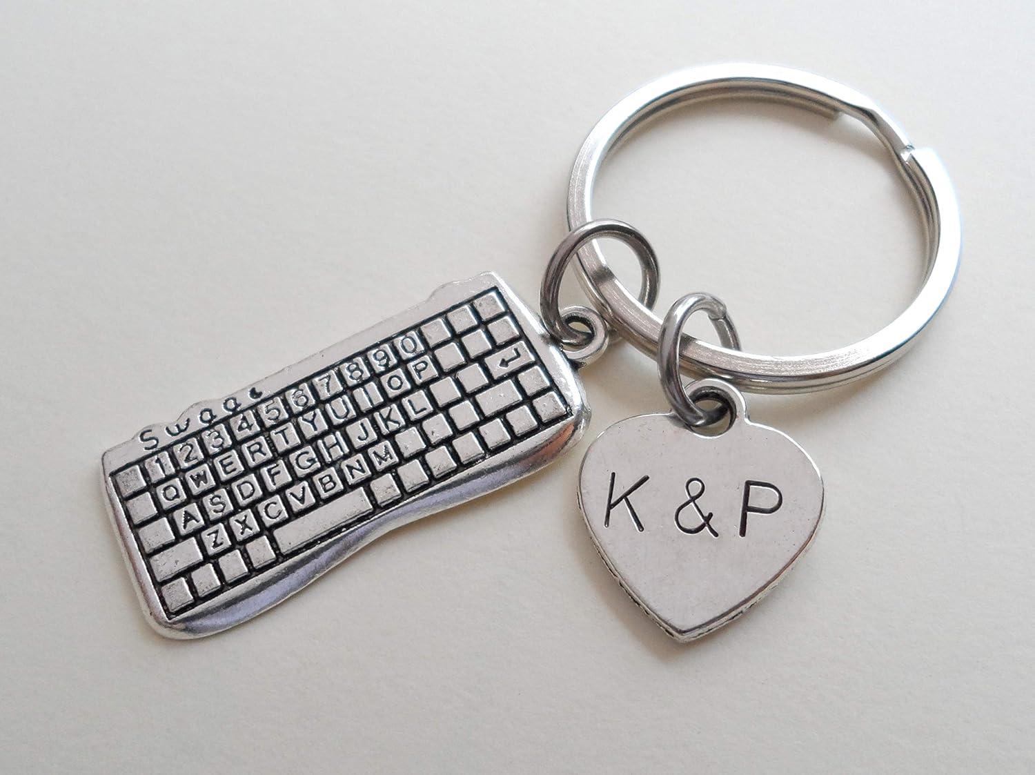 Custom Computer Keyboard Charm Keychain with Custom Tag for