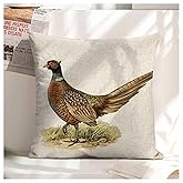 Icotoibabie Linen Pillow Case Golden Pheasant 18x18 Inch Double Sided Decorative Cushion Cover for Sofa Bed Chair Car