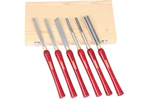 VINWOX HSS Wood Lathe turning tool Set, Most Selected Wood Turning Tools by Specialist, Grade High Speed Steel, 6-1/4" Blades, 16-1/2" Total Length, Brass Ferrules, Wooden Case For Storage