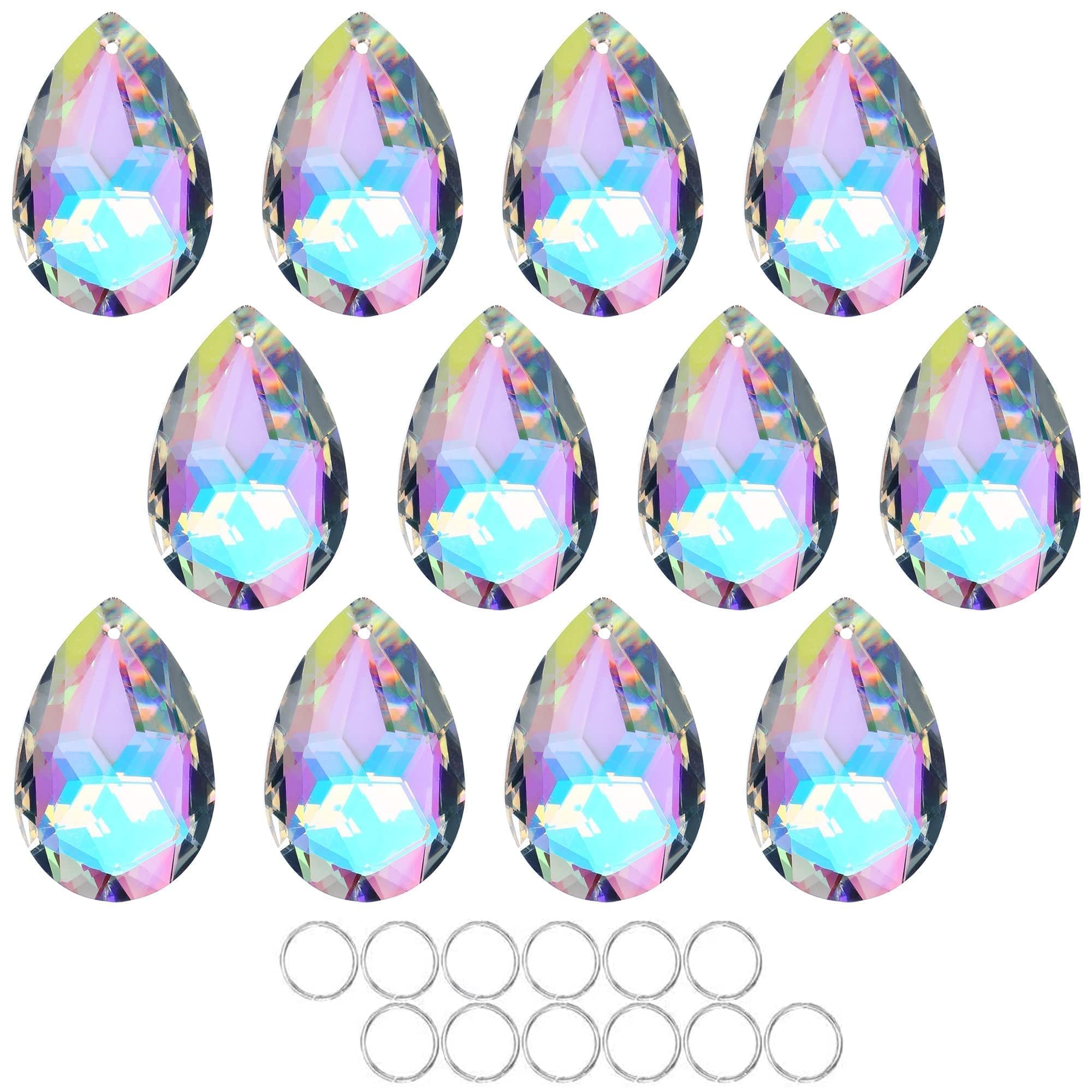 HDCRYSTALGIFTS 12 Pieces 50mm Crystal Suncatcher Crystal Prisms Chandelier Colorful Bauhinia Ornament Pendants Rainbow Maker Hanging Prisms Sun Catcher Wedding Party Tree Garlands Deco DIY Jewelry