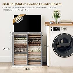 SOLEDI Double Laundry Hamper with Lid and Removable
