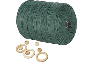 ARTKKAKU Macrame Cord 3mm 218 Yards Cotton Rope Deep Green 1 Pack,3mm Colored Macrame Cord for Macrame Decor, 3mm Cotton Macrame Rope 4 Strands Twist for Handmade Macrame Wall Hanging Plant Hanger Boho Craft