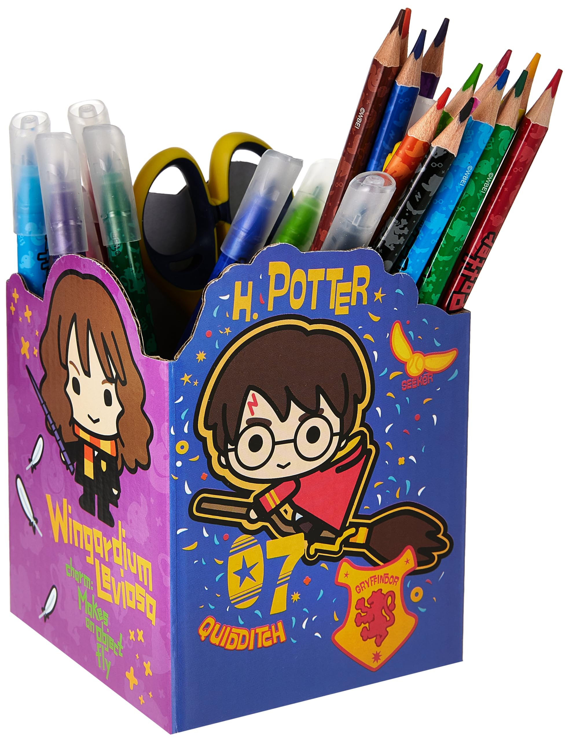 Maped - Drawing Set - Harry Potter Collection - 35 Pieces for Crafts - Includes Kids Scissors, Colored Pencils, Colored Markers, Stickers and 1 Pencil Holder for Assembly
