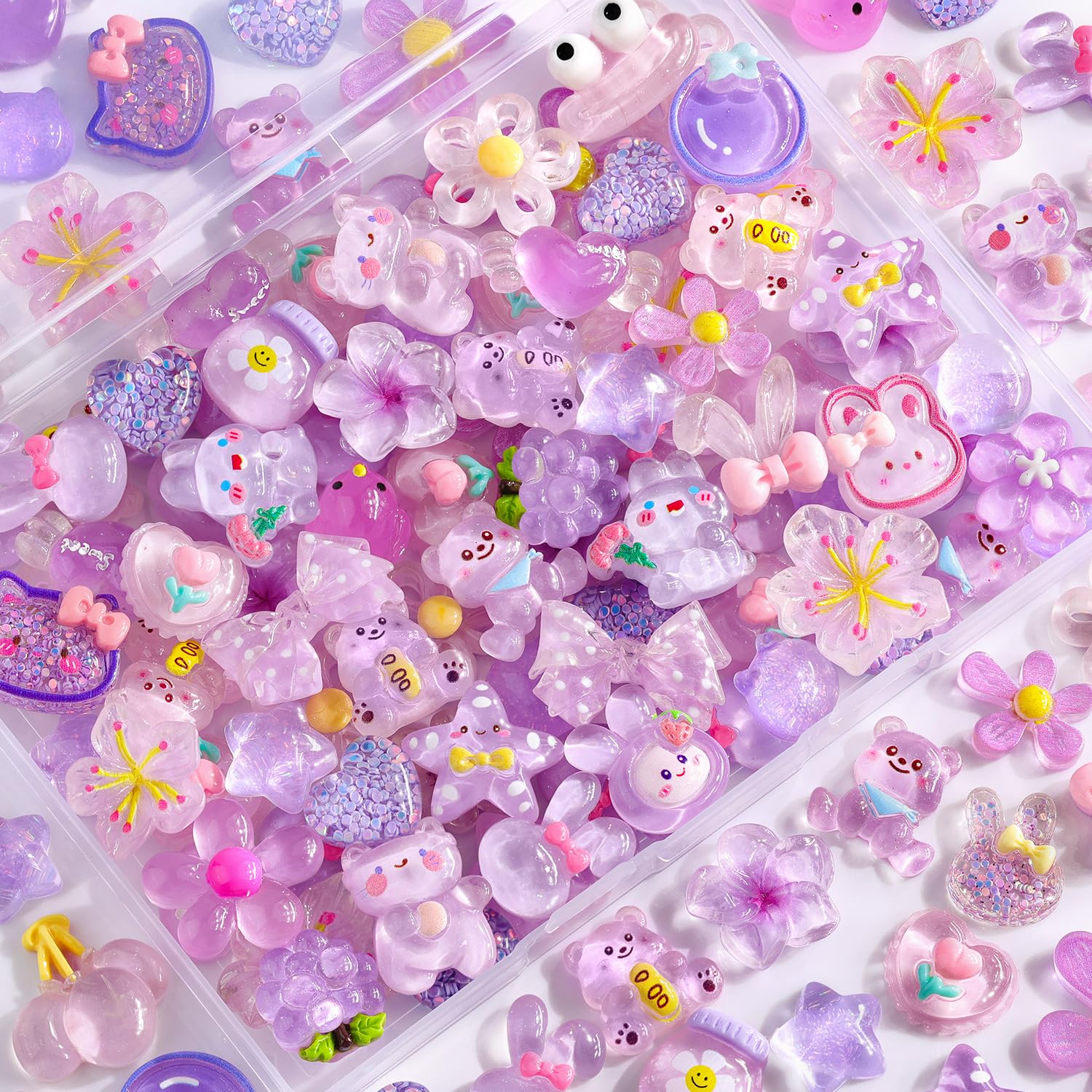 Photo 1 of 100Pcs Purple Slime Charms Assorted Cute Jelly Embellishments Bulk, Random Kawaii Accessories, Flatback Ornament Resin Charms for Phone Junk Cases,Hairpins Scrapbooking Crafting & DIY Decoration