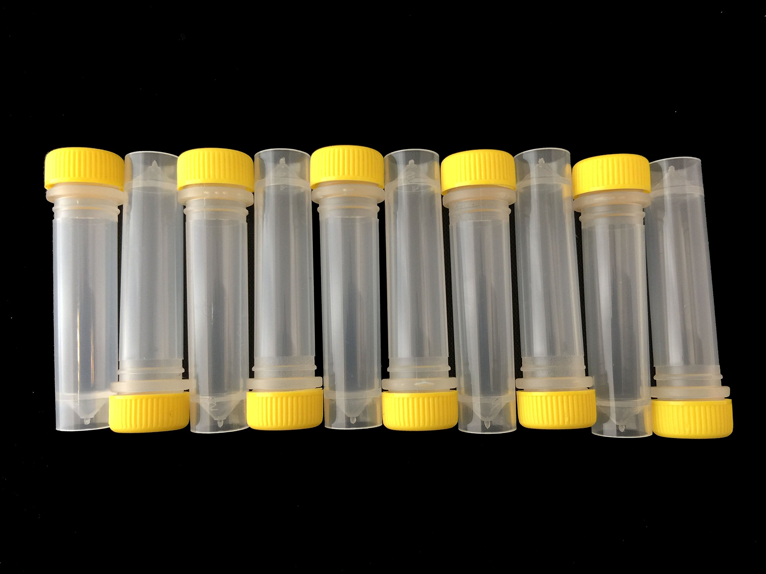 1000 x 2ml Plastic Test Tube Vial Container Yellow Screw Cap with O