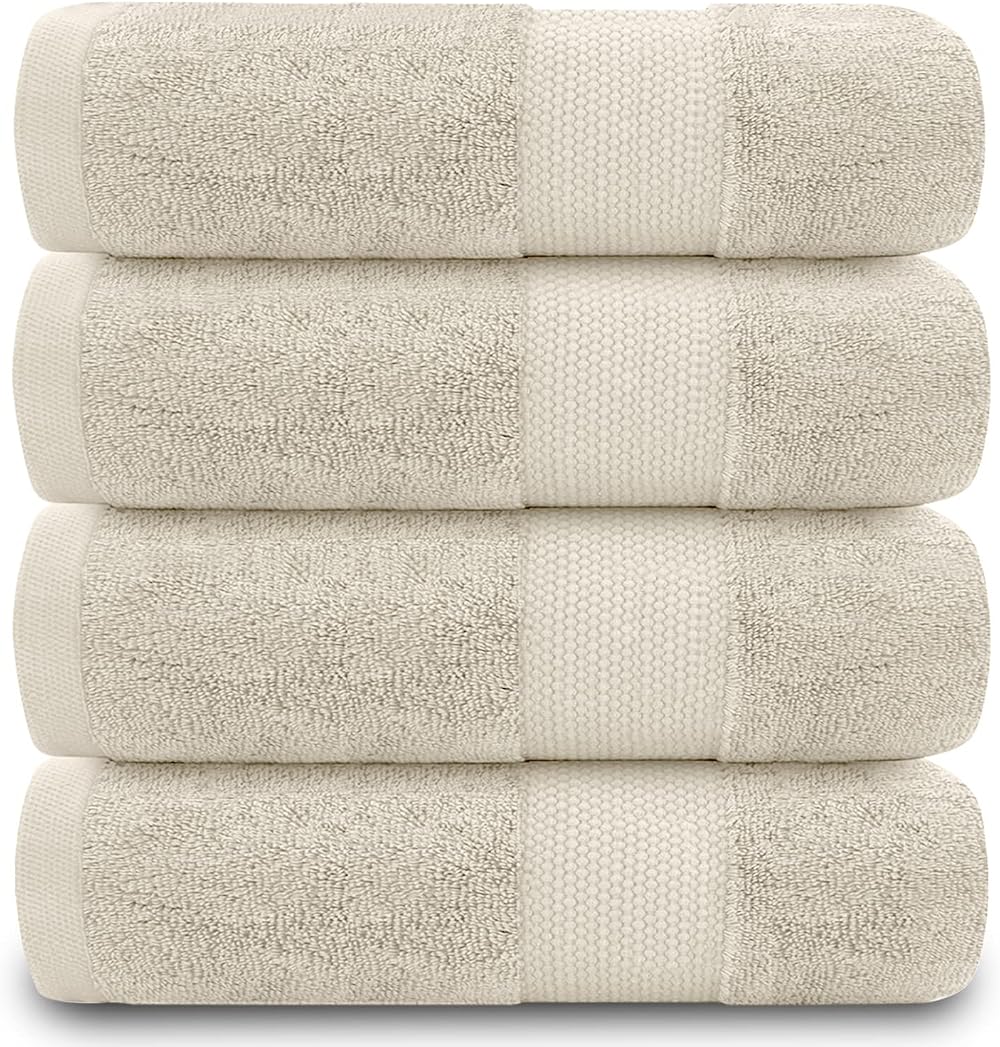 GC GAVENO CAVAILIA Fade Resistant Bath Towels 700GSM Cream 4Pk