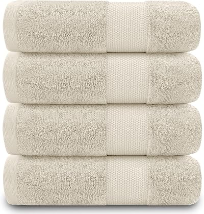 GC GAVENO CAVAILIA Fade Resistant Bath Towels 700GSM Cream 4Pk