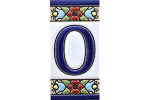 ART ESCUDELLERS House letters 3 inch. Handpainted house letter tiles for signs, addresses and names. Address numbers for houses. House address numbers and letters. Design Design FLORES MINI 2,87" x 1,38" (LETTER O)
