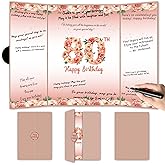 BADAWEN Rose Gold 80th Birthday Party Decorations, Floral Theme Happy 80th Birthday Guest Book for Men Women 80th Birthday Signature Guest Book