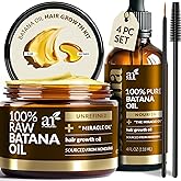 Batana Oil for Hair Growth – 4Pc Set: Raw Batana oil 4oz + 4.2oz Paste, Lash Wand & Brow Brush– Organic Dr. Sebi Inspired Products from Honduras –100% Unrefined Miracle for Scalp, Edges & Eyebrows