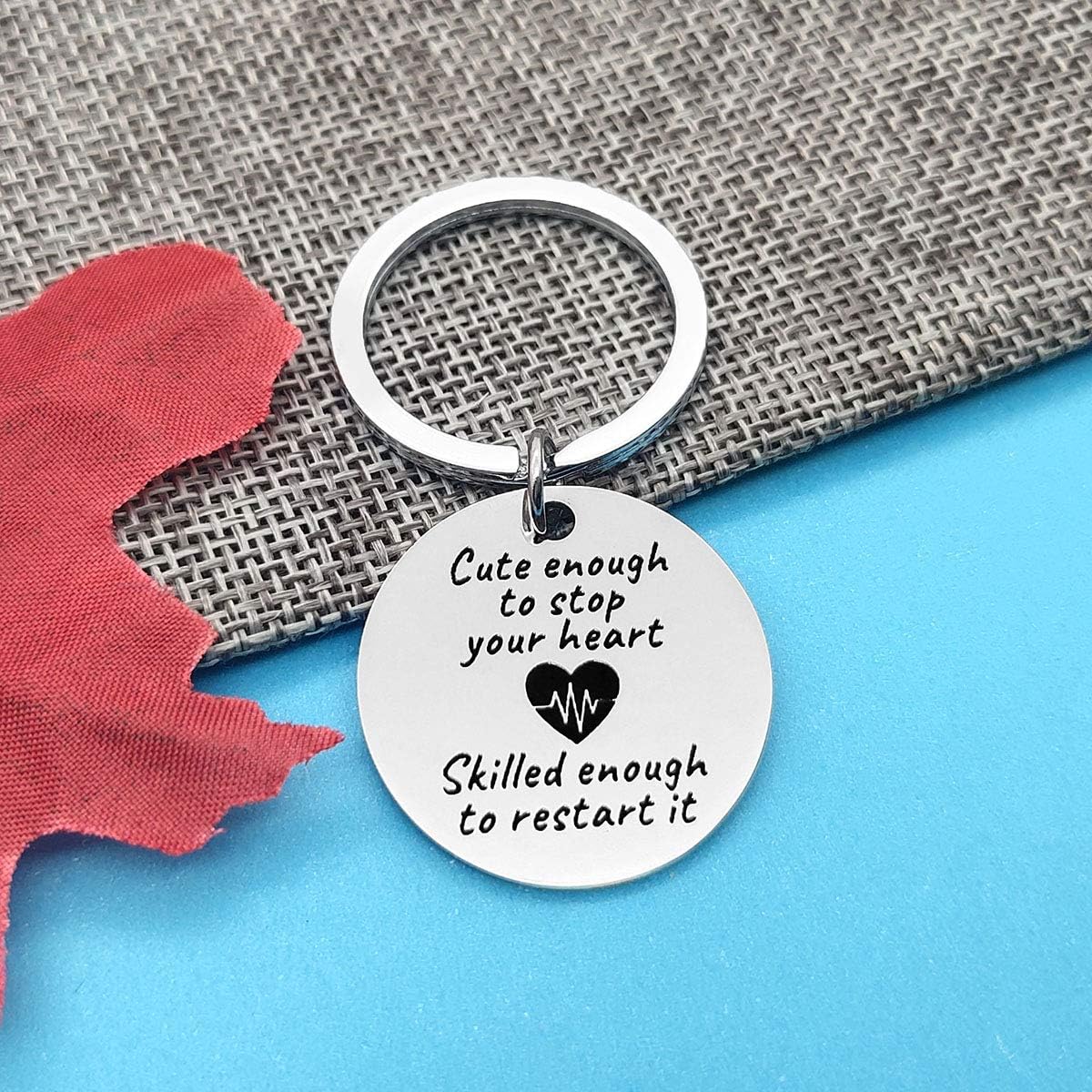 Nurse Gifts Keyring Cute Enough to Stop Your Heart Skilled Enough to Restart It Keyring Nurse Graduation Gifts Birthday Christmas Gifts Nursing Gifts for Medical Students Nurse RN - Image 4