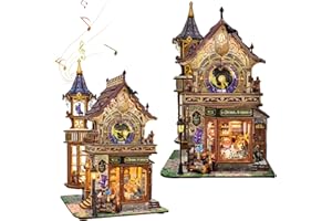 DIY Magic Time Society Miniature Model Kit, Fantasy Clock Tower Scene, with Music Box & Real Clock, 3D Assembly Ornament, Sui