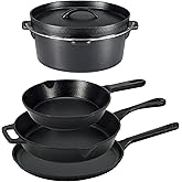 �鶹�� Basics Pre-Seasoned Cast Iron 5-Piece Kitchen Cookware Set, Pots and Pans