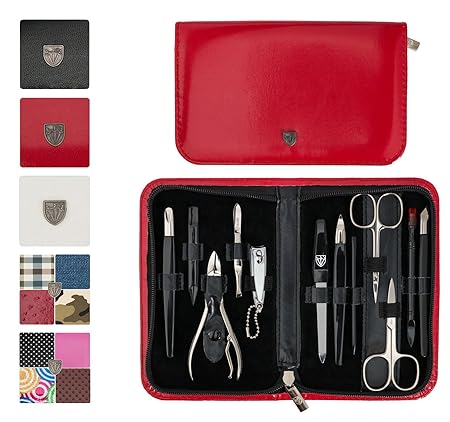 DREI SCHWERTER Solingen Germany Nagelset ‚Palermo‘ 12-tlg. Maniküre Pediküre Reise Etui Set Nagelpflege Nagelnecessaire Stahl