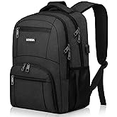 Liokesa Backpack for Men Women, School Backpacks for Teen Boys Girls, Water Resistant Laptop Backpack with USB Charger, 15.6 Inch Black College Bookbag