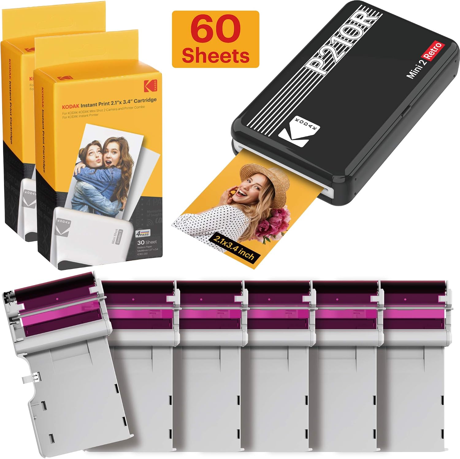 KODAK P210R Mini 2 Retro, Mini Photo Printer 2.1x3.4, 68 Photos Included, Wireless Bluetooth - Image 3