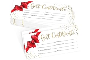 Hadley Designs 25 Blank Gift Certificates for Business 4x9 – Premium Christmas Gift Certificates Cards for Small Business, Holidays, Spa, Massage, Hair Salon, & Restaurant (Gold Dots)