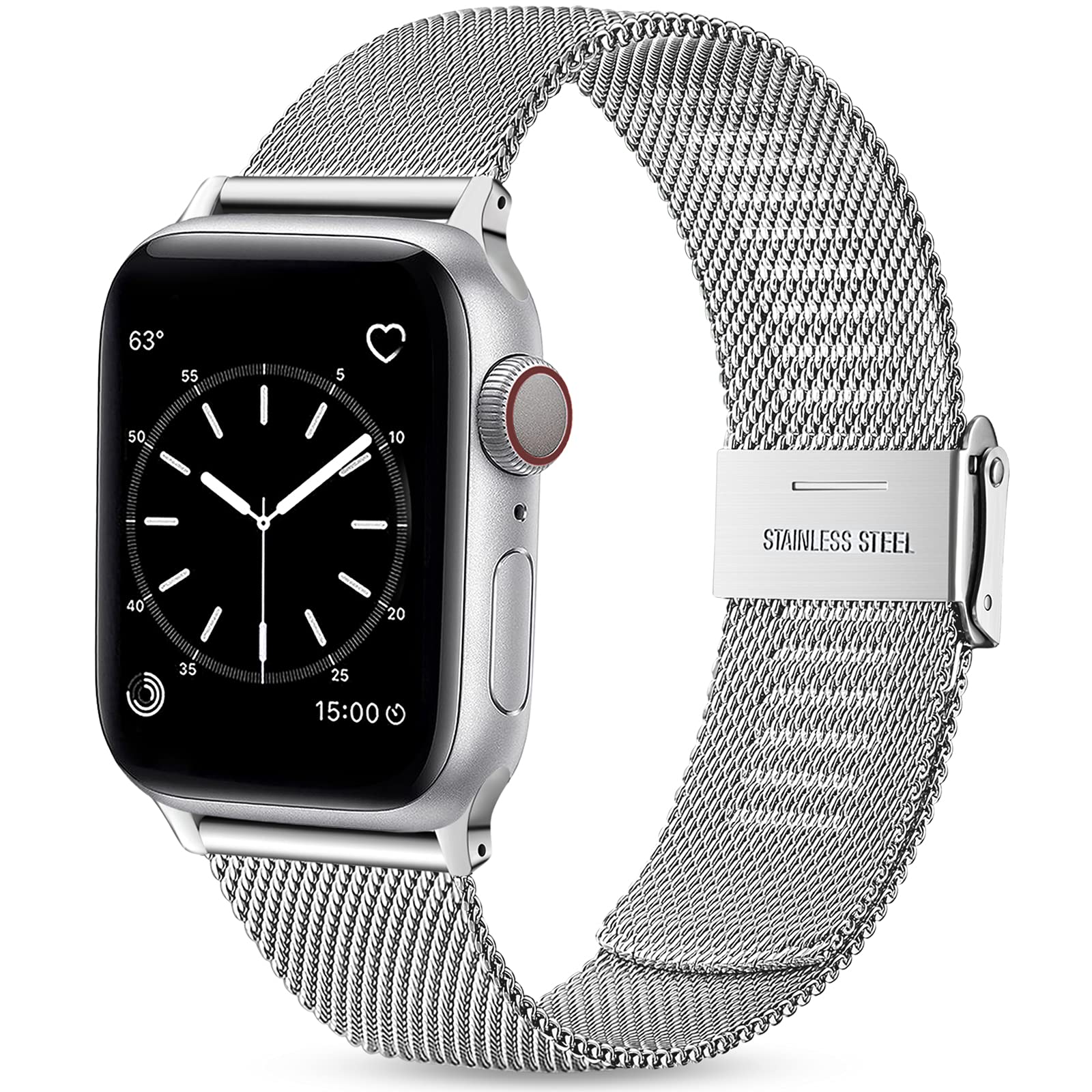 Wepro Straps Compatible with Apple Watch Strap 41mm 40mm 38mm 42mm for Women/Men, Classic Mesh Business Metal Replacment Strap for Apple Watch SE/Ultra/Ultra 2/Series 10 9 8 7 6 5 4 3 2 1, Silver