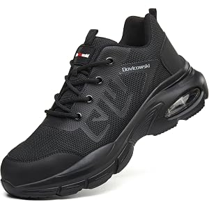 Dovicowski Steel Toe Shoes for Men Lightweight Comfortable Slip Resistant Safety Work Sneakers Cushion Puncture Proof Shoes I
