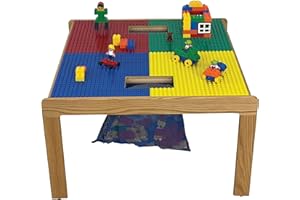 Fun Builder Table-Compatible with DUPLO® Brand Blocks w/Storage Nets-100% American Made-Solid Maple Wood Frames-Patent Pending Table Assembly-NO Tools and NO Hardware-Ready in 10 Minutes!-32" x 32"