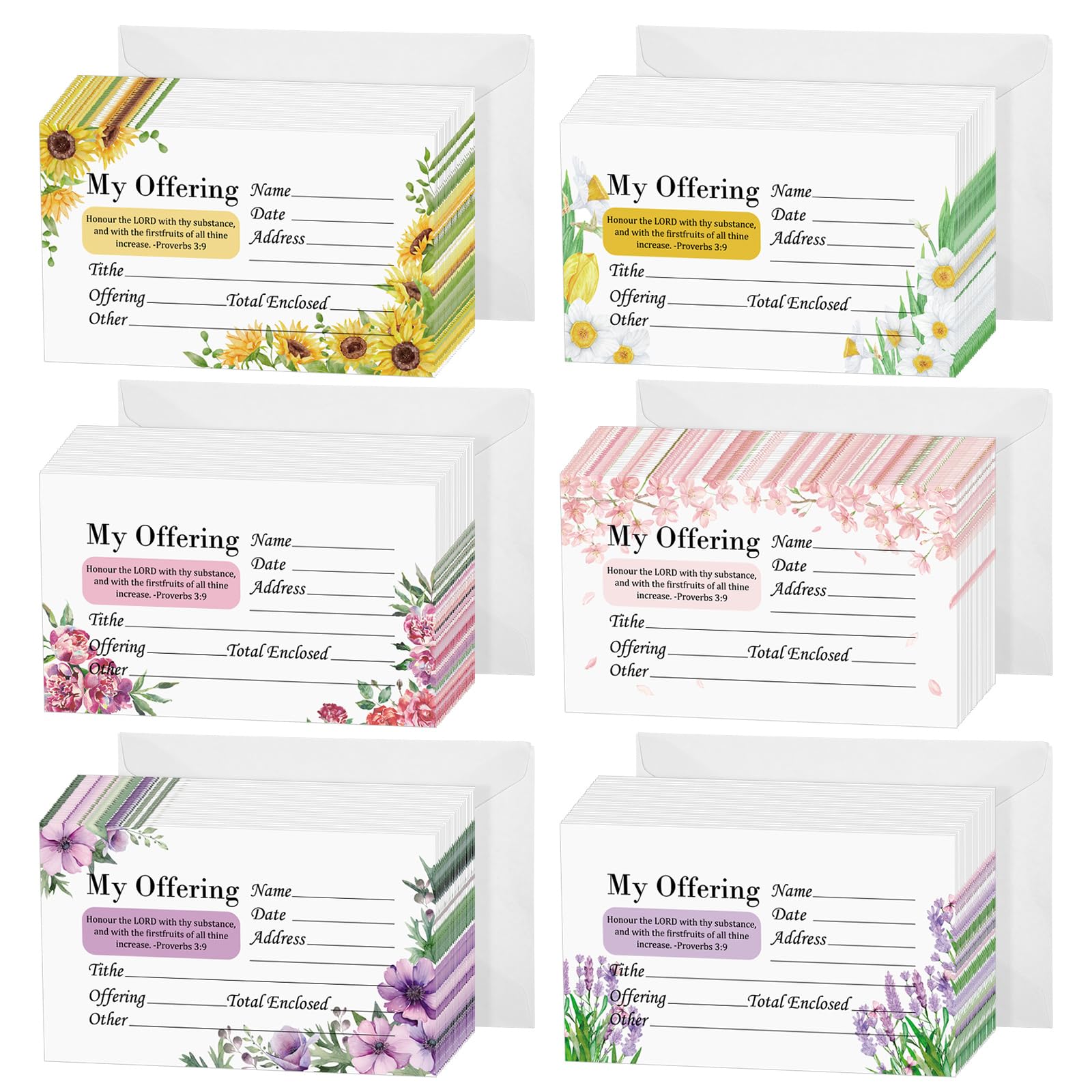 Photo 1 of Tenare 600 Count Small Offering Envelopes for Church 2.99 x 5 Inch Tithe and Offering Envelopes Coin Donations Checks Cash Money Thank You Church Gift for Religious Baptism Occasions,6 Style