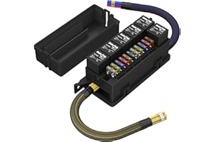 RVBOATPAT Relay Box Pre-Wired Fuse and Relay Box Waterproof with 6 pcs 4 Pin Relays and 11 pcs ATC/ATO Blade Fuses, 12V Fuse 