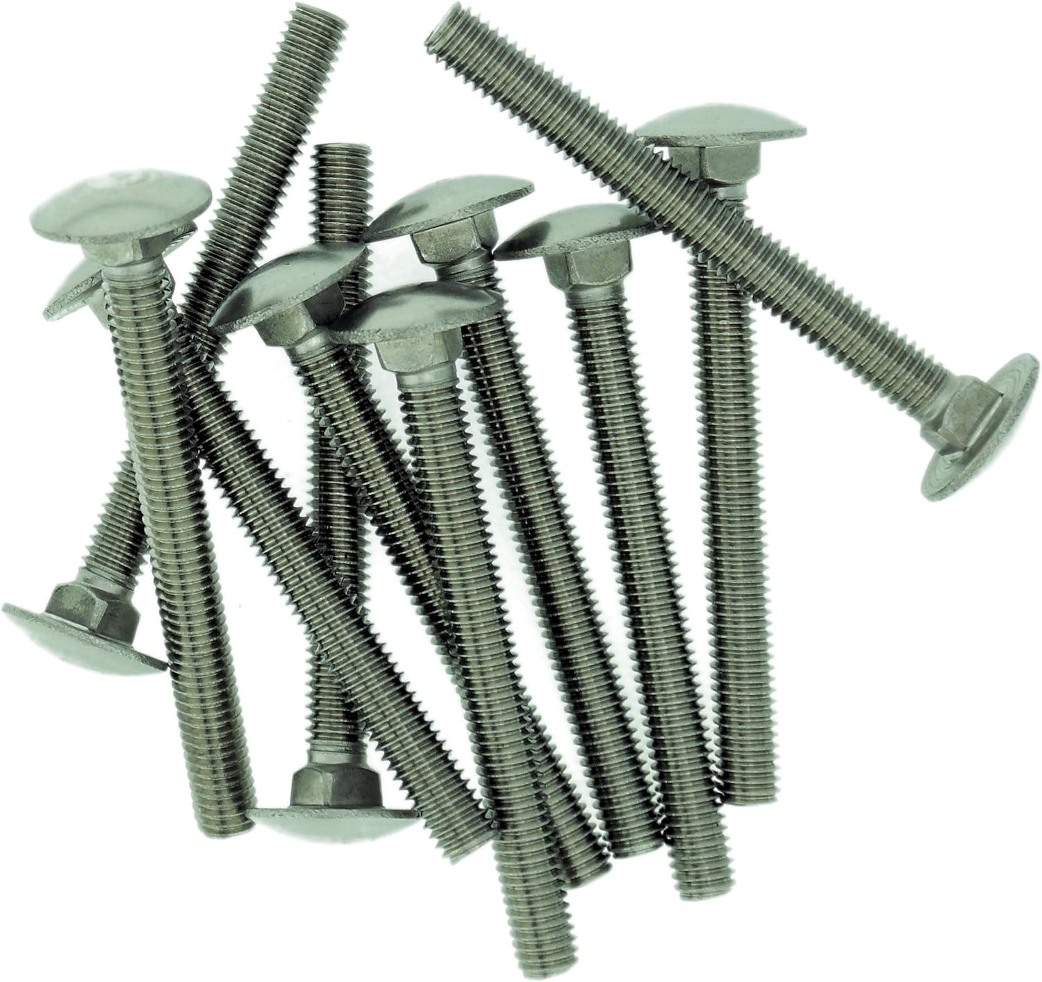 M6 (6mm x 60mm) Cup Square Carriage Bolt (Fully Threaded) - Stainless Steel (A2) (Pack of 10), M6x60 - A2 (10)