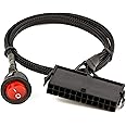 24 Pin ATX Red LED Power On/Off Switch Jumper Bridge Adapter Braided Cable 21.5-inch(55cm)