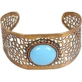 Sunsoul by Touchstone Indian Bollywood Handcrafted Mesh Work Wrist Enhancer Free Size Designer Jewelry Cuff Bracelet in Antique Gold Tone for Women