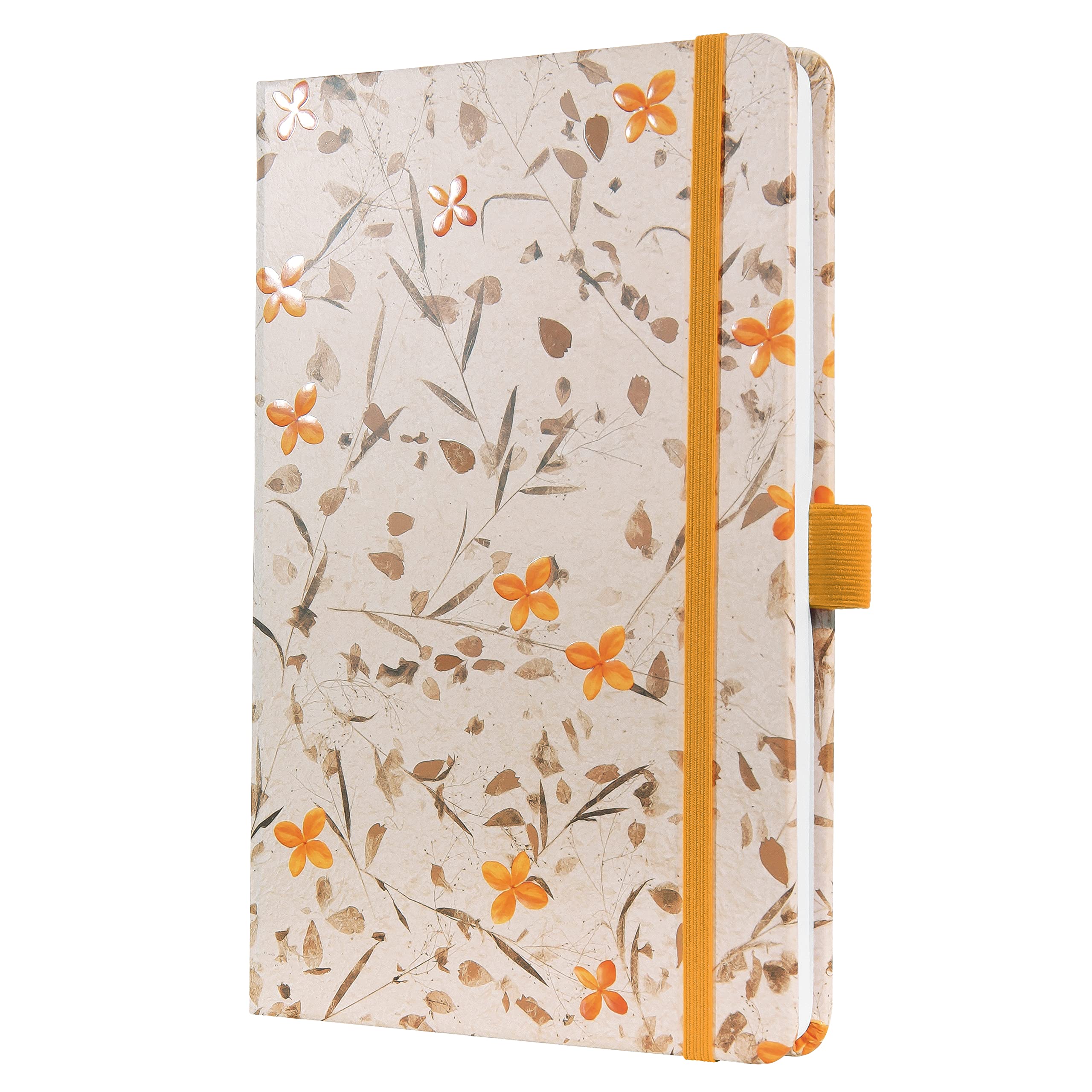 SIGEL JN341 Jolie Notebook - Bloom Yellow - lined - 13,5 x 20,3 cm - hardcover - 174 pages - Orange, Green