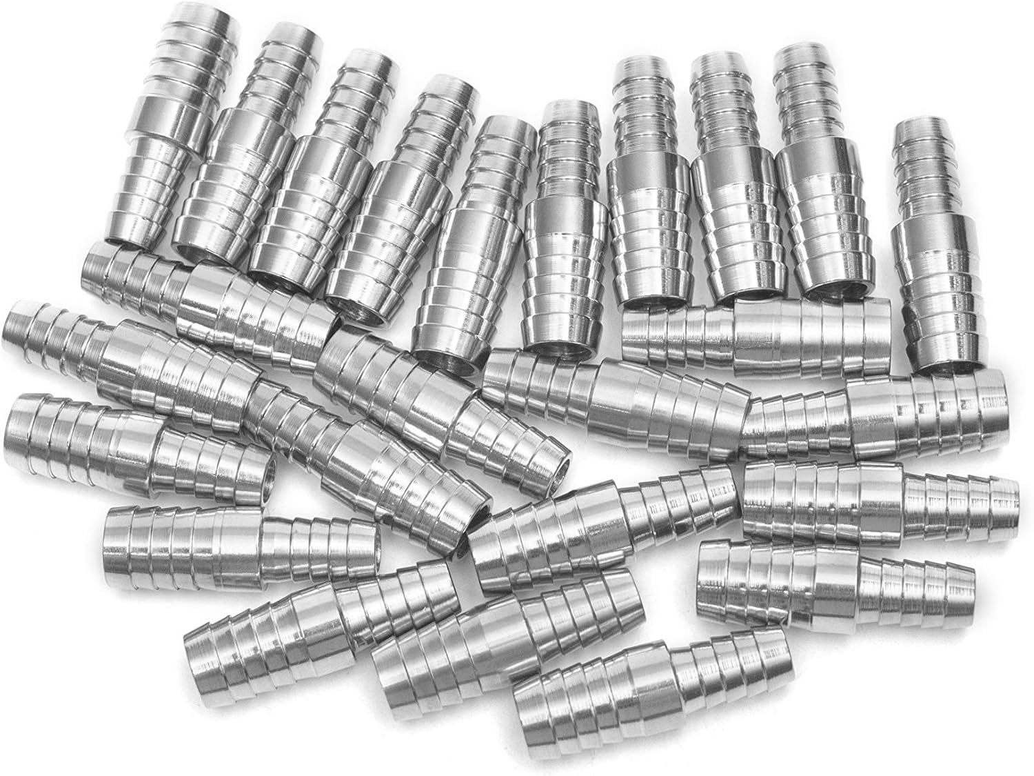 LTWFITTING Bar Production Stainless Steel 316 Barb Splicer Mender 1/2" Hose ID x 3/8" (10mm) Hose ID Fitting Air Water Fuel Boat (Pack of 25)