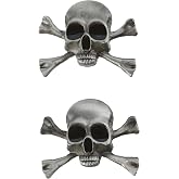 2Pcs Antique Silver Skull Brooch Gothic Enamel Lapel Pins for Hat Backpack | Classic Pirate Inspired Design with Crossbones Swords and Dagger, Punk Dark Aesthetic Gift for Men and Women