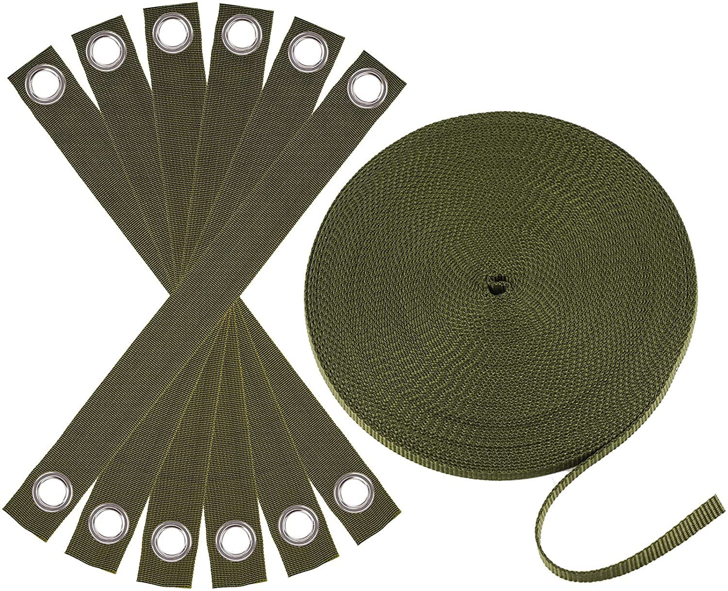 Kuaman Professional Tree Stake Kits for 2 Trees- 6pcs 15.7 Inch Tree Straps + 65.6 Feet Strong Rope for Plant Fix Straight Healthy Growth,Green