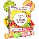 Clean Energy Drink Powder | Natural Caffeine, Electrolytes, and B Vitamins for Hydration, Focus, and Vitality | Zero Sugar, Long-Lasting Energy Boost | 30 Convenient Packets