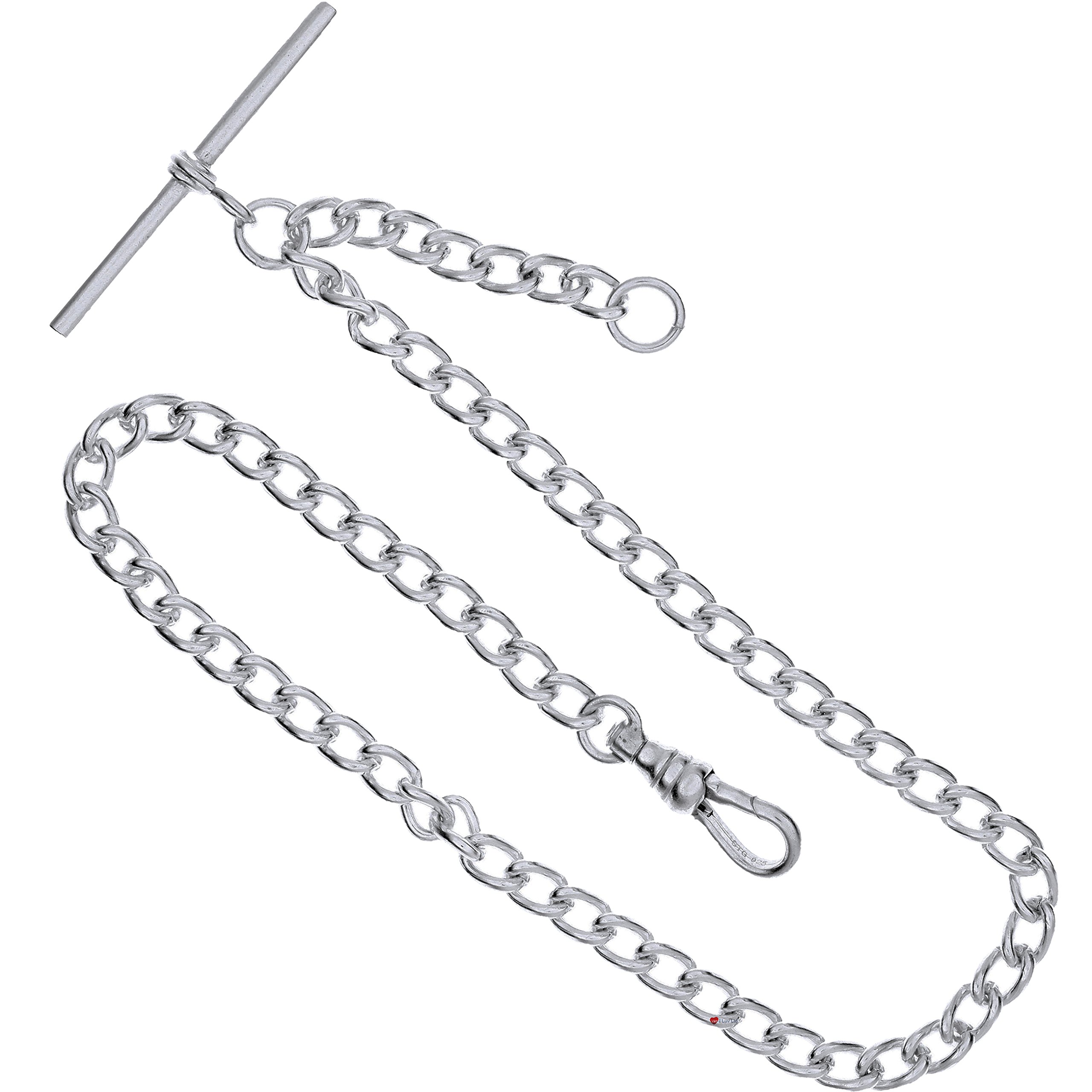 I LUV LTD Single Albert Chain for Pocket Watch - Sterling Silver - Gift Gents