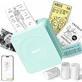 Nelko Mini Sticker Printer, PM230 Print Pod with 3 Rolls of Paper, Green | Bluetooth Portable Sticker Printer, Smart AI App &amp; Multiple Templates for Phone &amp; Tablet, Ideal for School, Home &amp; Office