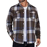 COOFANDY Mens Flannel Shirts Long Sleeve Plaid Shirt Jacket Button Down Shirt with Pockets