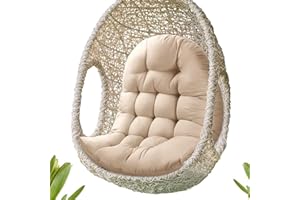 MQK Thick Egg Chair Cushion Replacement, Button Tufted Outdoor Swing Chair Cushion with High Elasticity PP Cotton and Skin-Friendly Fabric, Hanging Cushion for Patio Porch Furniture (Only Cushion)
