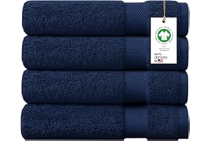 Delara 100% Organic Cotton Towels 650 GSM Plush Feather Touch Quick Dry Bath Sheet, Pack of 4 GOTS Certified, Oeko-Tex Green Certified, Organic Cotton Bath Sheet, 36"X70"
