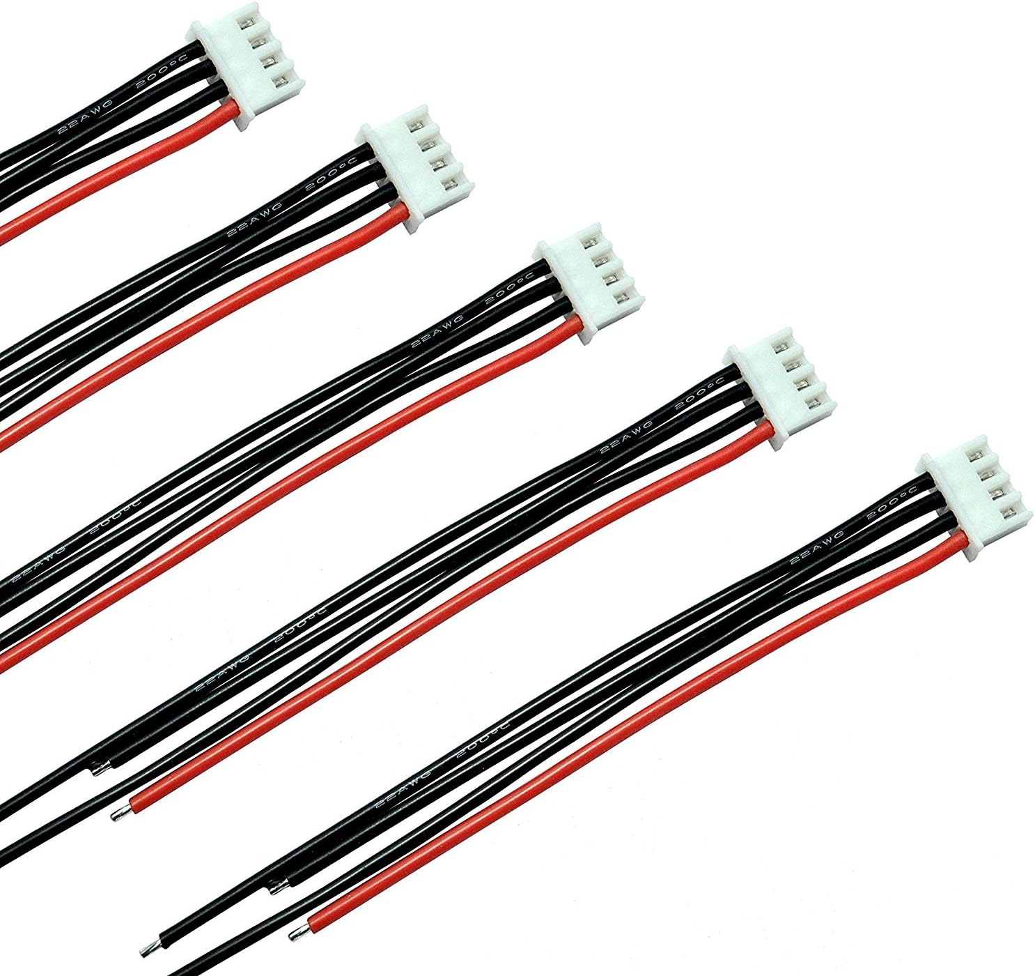 FLY RC 3s Lipo Battery Balance lead Charger Silicon Cable Wire JST XH Connector Adapter Plug for Li-Po Batteries(10pcs 3s 4pin)