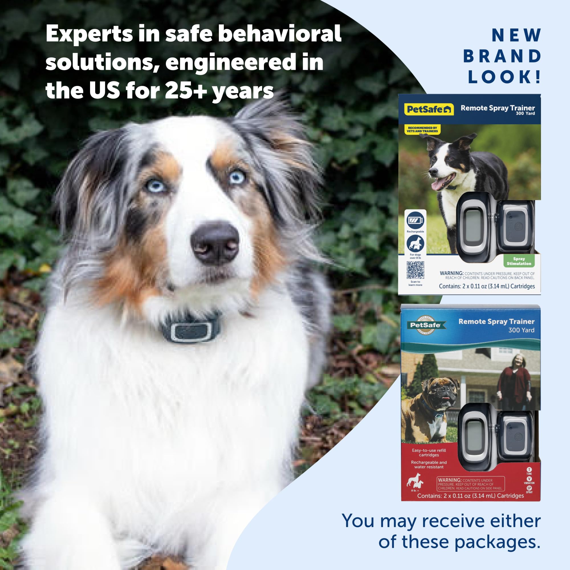 PetSafe Remote Spray Trainer, Dog Training Collar - 3 Modes: Tone, Vibration or Spray - Rechargeable and Water-Resistant includes Citronella and Unscented Spray Refills - 300 Yards (900 Feet) Range