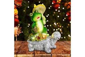 UNDERTHECLOUD Frog Garden Statue Garden Decor Mom Gifts Fairy Turtle Halloween Party Statue Frog Solar Light outdoor Frog Statue Frog Present Solar Garden Frog Decor Art Housewarming Gift for Patio,Yard,Lawn